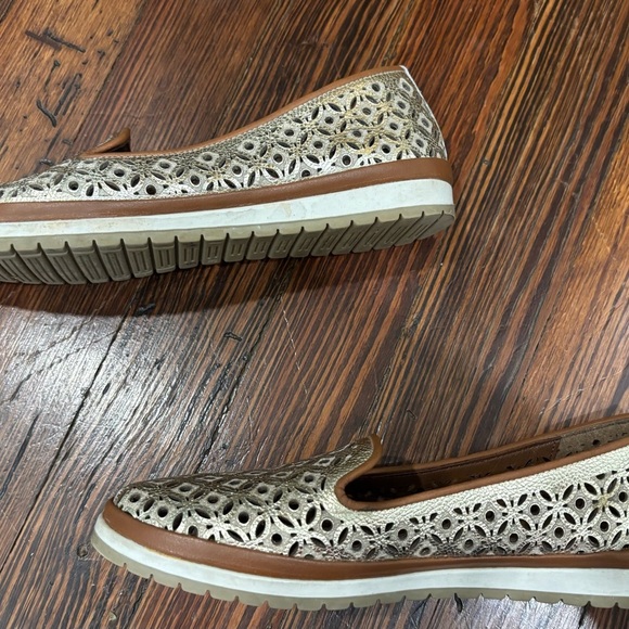 Spring Step Latiste Tulisa Gold Metallic Leather Loafer Flat Sz 39 Handmade - Picture 3 of 8